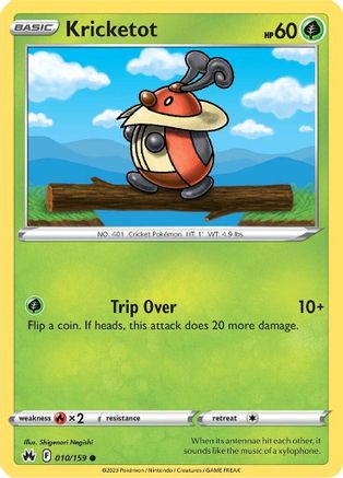 Kricketot 010 - Reverse Holofoil Crown Zenith - Common