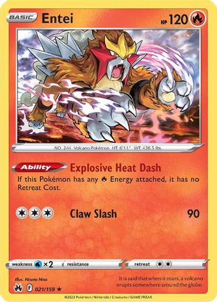 Entei 021 - Reverse Holofoil Crown Zenith - Holo Rare