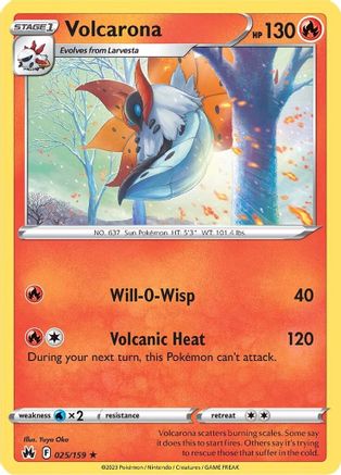 Volcarona 025/159  - Reverse Holofoil Crown Zenith - Rare