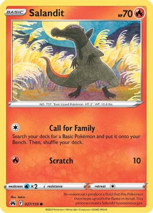 Salandit 027 - Reverse Holofoil Crown Zenith - Common