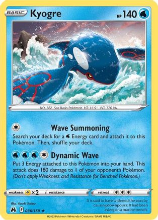 Kyogre 036/159 - Reverse Holofoil Crown Zenith - Holo Rare