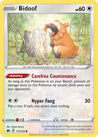 Bidoof 111 Crown Zenith - Common