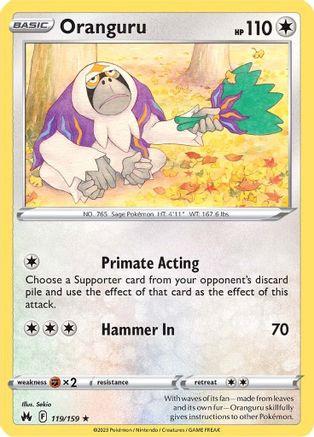 Oranguru 119 - Reverse Holofoil Crown Zenith - Rare