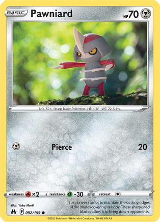 Pawniard (92) (92) 092 - Reverse Holofoil Crown Zenith - Common