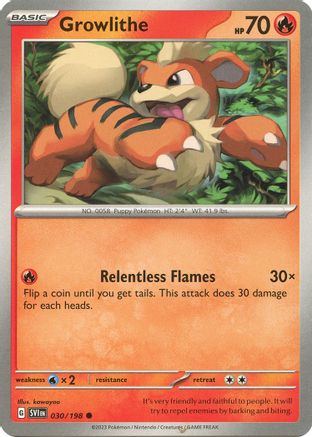 Growlithe 030/198 - Reverse Holofoil SV01 Scarlet & Violet Base Set - Common
