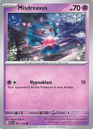 Misdreavus 087/193 - Reverse Holofoil SV02 Paldea Evolved - Common