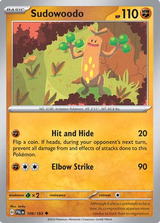 Sudowoodo 109/193 - Reverse Holofoil SV02 Paldea Evolved - Uncommon