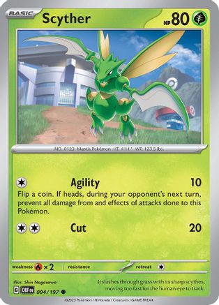 Scyther 004/197 - Reverse Holofoil SV03 Obsidian Flames - Common