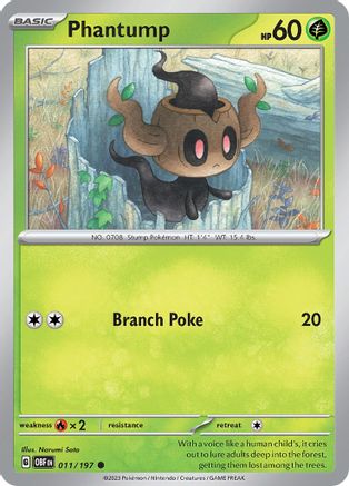 Phantump 011/197 - Reverse Holofoil SV03 Obsidian Flames - Common