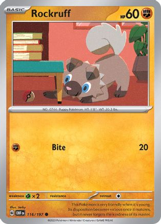 Rockruff 116/197 - Reverse Holofoil SV03 Obsidian Flames - Common