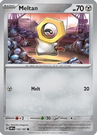 Meltan 152/197 - Reverse Holofoil SV03 Obsidian Flames - Common