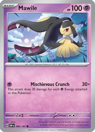 Mawile 089/197 - Reverse Holofoil SV03 Obsidian Flames - Common