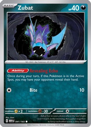Zubat 041/165 - Reverse Holofoil SV Scarlet & Violet 151 - Common