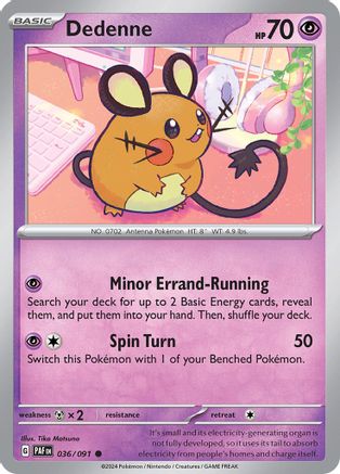 Dedenne 036/091 - Reverse Holofoil SV Paldean Fates - Common