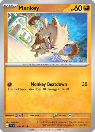 Mankey 045/091 - Reverse Holofoil SV Paldean Fates - Common