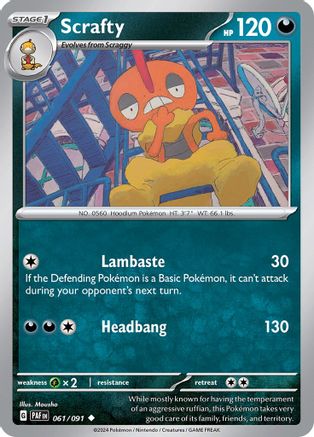 Scrafty 061/091 - Reverse Holofoil SV Paldean Fates - Uncommon