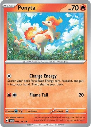 Ponyta 026/162 - Reverse Holofoil SV05 Temporal Forces - Common