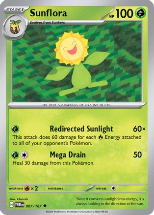 Sunflora 007/167 - Reverse Holofoil SV06 Twilight Masquerade - Uncommon