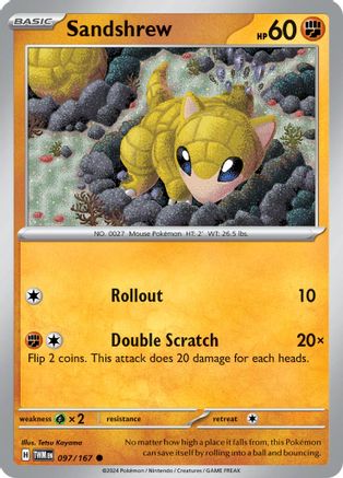 Sandshrew 097/167 - Reverse Holofoil SV06 Twilight Masquerade - Common