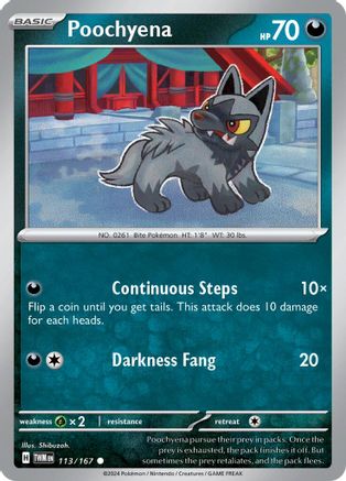 Poochyena 113/167 - Reverse Holofoil SV06 Twilight Masquerade - Common