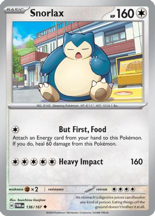 Snorlax 136/167  - Reverse Holofoil SV06 Twilight Masquerade - Uncommon