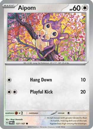 Aipom 137 - Reverse Holofoil SV06 Twilight Masquerade - Common