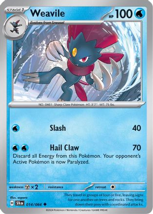 Weavile 014/064 - Reverse Holofoil SV Shrouded Fable - Uncommon