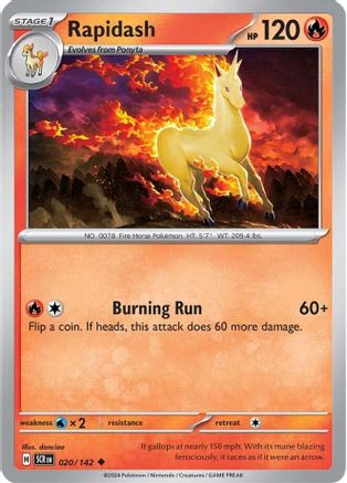 Rapidash 020/142 - Reverse Holofoil SV07 Stellar Crown - Uncommon
