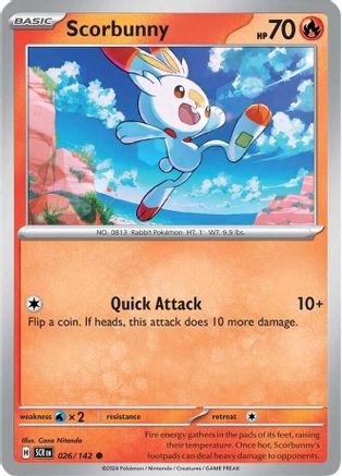 Scorbunny 026/142 - Reverse Holofoil SV07 Stellar Crown - Common