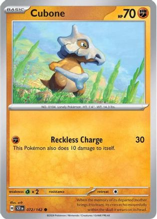Cubone 072/142 - Reverse Holofoil SV07 Stellar Crown - Common