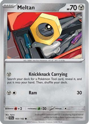 Meltan 103/142 - Reverse Holofoil SV07 Stellar Crown - Common
