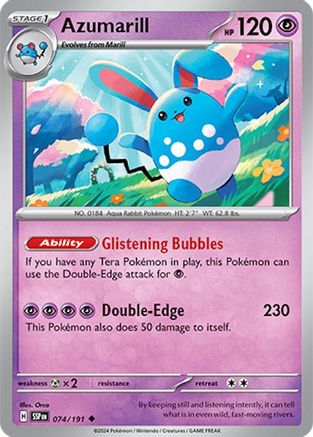 Azumarill 074/191 - Reverse Holofoil SV08 Surging Sparks - Uncommon