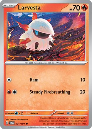 Larvesta 024/191 - Reverse Holofoil SV08 Surging Sparks - Common
