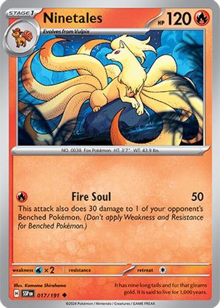 Ninetales 017/191 - Reverse Holofoil SV08 Surging Sparks - Uncommon