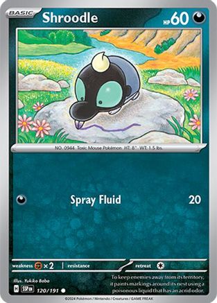 Shroodle 120/191 - Reverse Holofoil SV08 Surging Sparks - Common