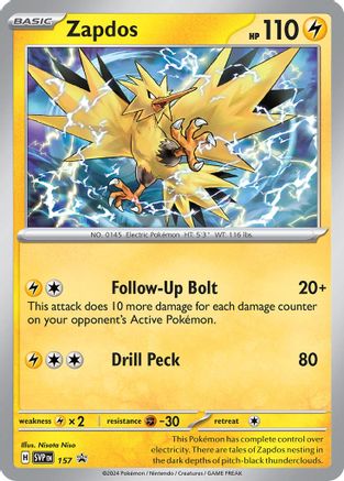 Zapdos 157 - Holofoil SV Scarlet & Violet Promo Cards - Promo