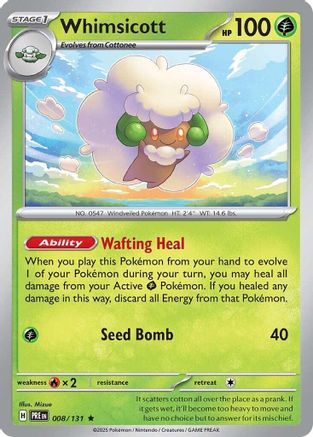 Whimsicott 008/131 - Holofoil SV Prismatic Evolutions - Rare