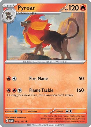Pyroar 016/131 - Reverse Holofoil SV Prismatic Evolutions - Uncommon