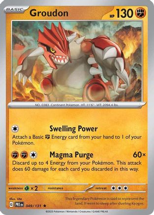 Groudon 049/131 - Reverse Holofoil SV Prismatic Evolutions - Rare