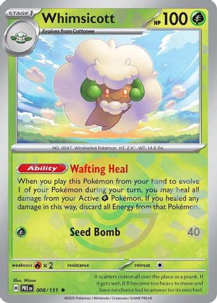 Whimsicott (Poke Ball Pattern) 008/131 - Holofoil SV Prismatic Evolutions - Rare