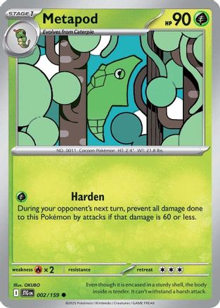 Metapod 002/159 - Reverse Holofoil SV09 Journey Together - Common