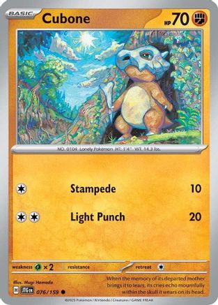 Cubone 076/159 - Reverse Holofoil SV09 Journey Together - Common