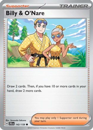 Billy & O'Nare 142 - Reverse Holofoil SV09 Journey Together - Common