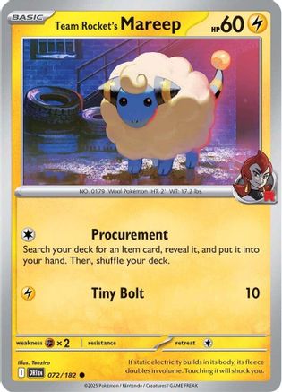 Team Rocket's Mareep 072 - Reverse Holofoil SV10 Destined Rivals - Common