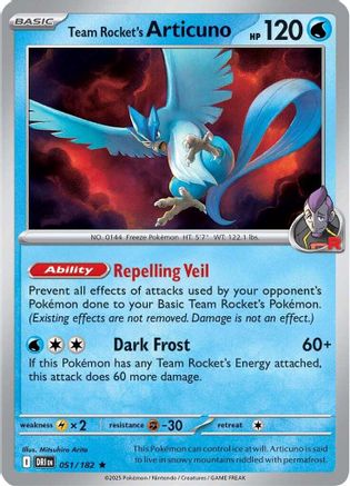 Team Rocket's Articuno 051 - Reverse Holofoil SV10 Destined Rivals - Rare