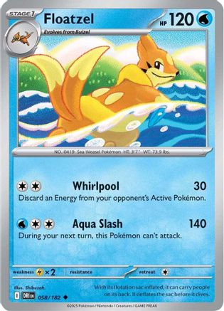 Floatzel 058 - Reverse Holofoil SV10 Destined Rivals - Uncommon