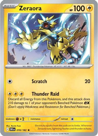 Zeraora 078 - Reverse Holofoil SV10 Destined Rivals - Rare