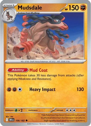 Mudsdale 108 - Reverse Holofoil SV10 Destined Rivals - Uncommon