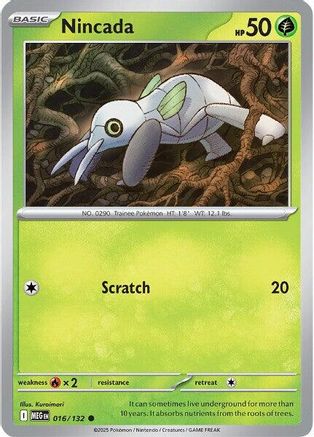 Nincada 016 - Reverse Holofoil ME01 Mega Evolution - Common