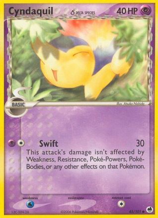Cyndaquil (Delta Species) 045/101  - Reverse Holofoil Dragon Frontiers - Common